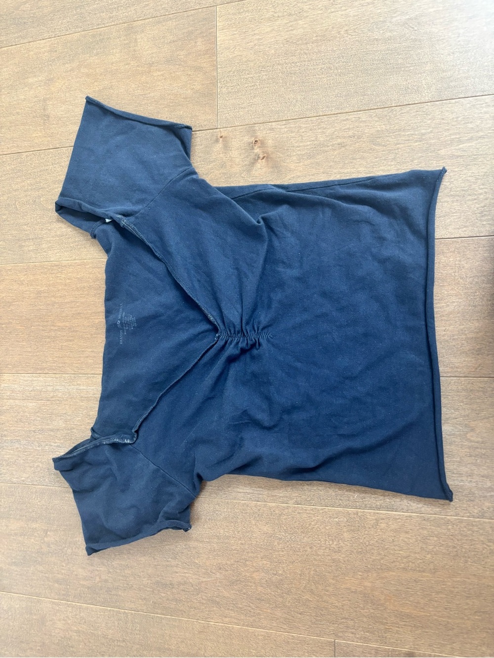 Brandy Melville Navy Ruched Front Short Sleeve Top